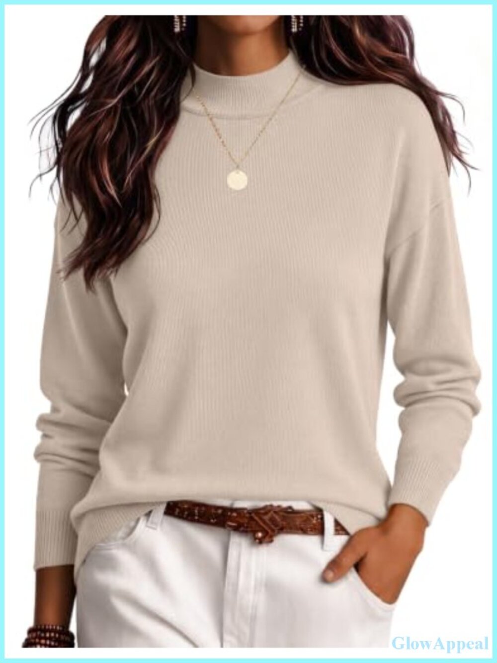 Womens Turtleneck Sweater Lightweight Knit Long Sleeve Pullover
